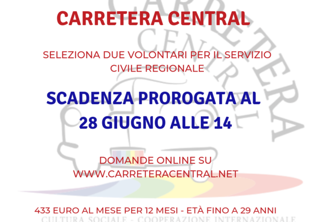 Nuova scadenza per il Servizio Civile Regionale