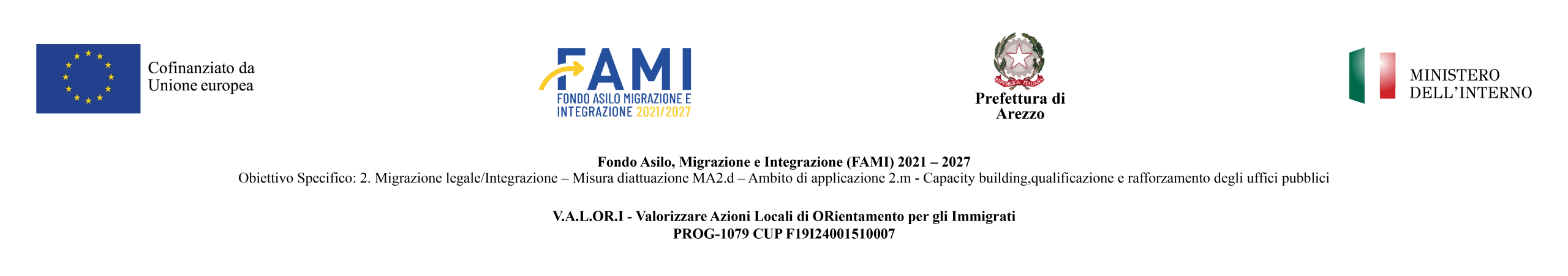 Loghi istituzionali del progetto Arezzo V.A.L.OR.I.